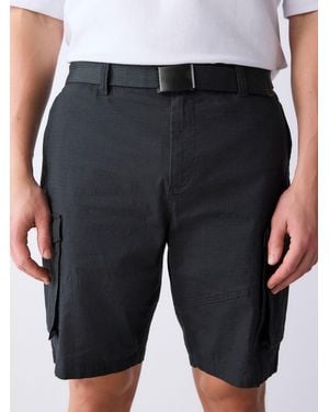 Next Belted Ripstop Cargo Shorts - Black