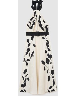 Reiss Libby Jacquard Printed Halterneck Midi Dress - Weiß