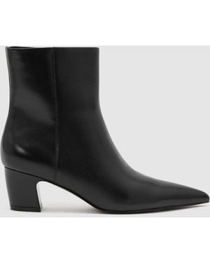 Reiss Leather Pointed-Toe Low-Heel Ankle Boots - Black