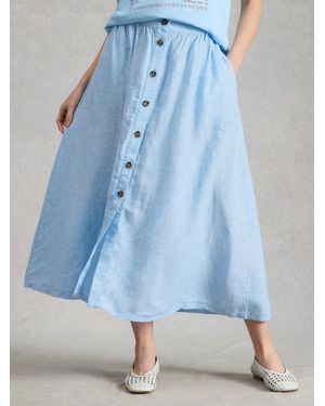 White Stuff Riley Linen Midi Skirt - Blue