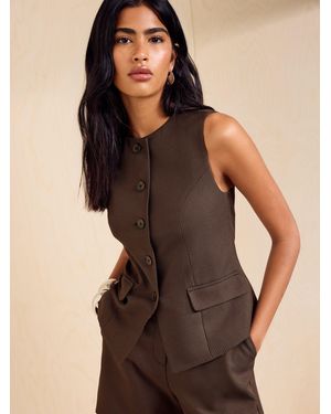 Friends Like These Chocolate Dogtooth Check Tailored Waistcoat - Brown