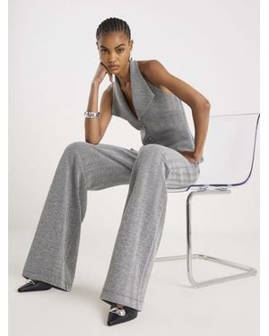 River Island Herringbone Wide Leg Pants - Black