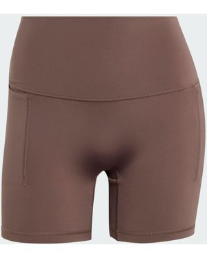 adidas 3 Stripes Studio All Me Booty Short Leggings - Brown