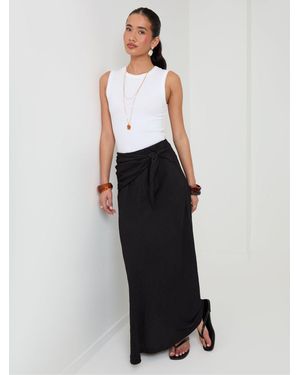 Threadbare Tie Sash Maxi Skirt - White