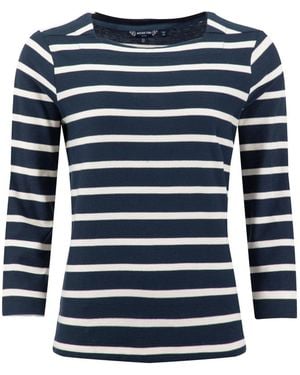 Weird Fish Saffira Cotton Jersey Stripe Top - Blue
