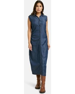 Smith & Soul Gathered Waist Denim Dress - Blue