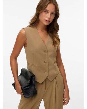 Vero Moda Sleeveless Tailored Waistcoat - Brown