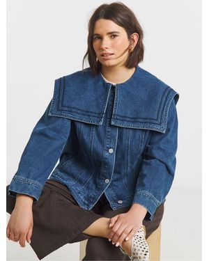 Simply Be Simply Be Sailor Collar Denim Jacket - Blue