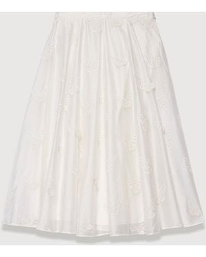 Mint Velvet Embroidered Butterfly Detail Midi Skirt - White