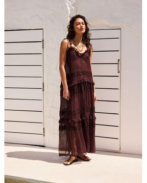 Next Mesh Maxi Tie Strap Dress - Natural