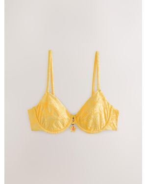 Next Floral Jacquard Non Padded Underwired Bikini Top - Metallic