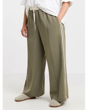 Simply Be Contrast Waist Side Stripe Wide Leg Pants - Green