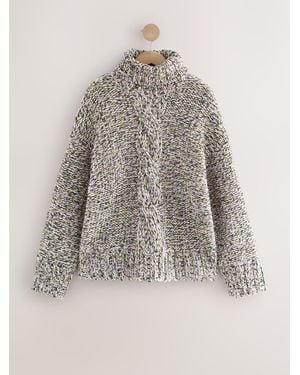 Next And Twist Cable Knit Roll Neck Sweater - Pink