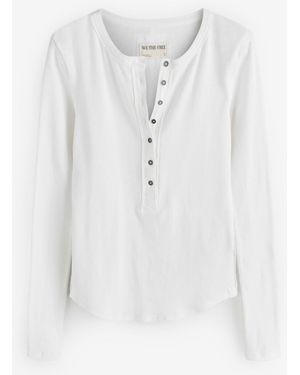 Free People Jamie Long Sleeve Henley T-Shirt - White