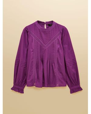 Joules Juniper Lace Insert Blouse - Purple