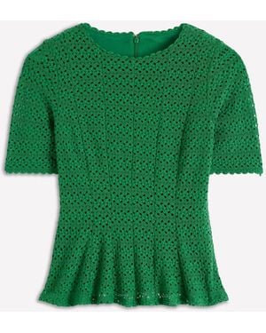 Boden Lace Peplum Top - Green