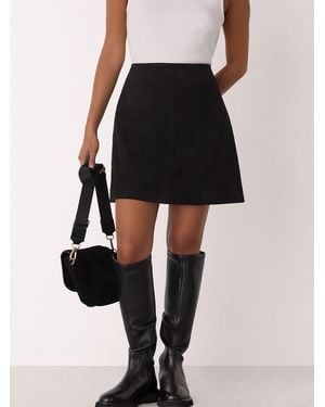 Whistles Petite Suede A Line Skirt - Black