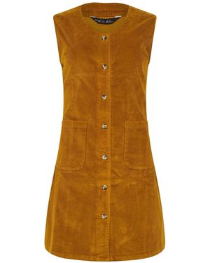 M Com Cord Button Through Pinafore - Braun