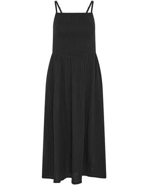 PixieGirl Petite Pixiegirl Shirred Cheesecloth Midi Dress - Black