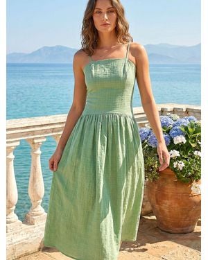 Roman Petite Strappy Drop Waist Dress - Blue