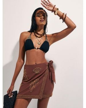 River Island Beaded Mini Skirt - Brown