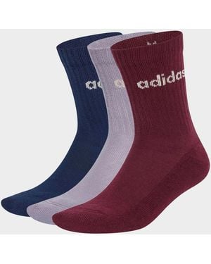 adidas Linear Crew Cushioned Socks 3 Pack - Purple