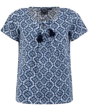 Weird Fish Sofia Printed Cheesecloth Blouse - Blue