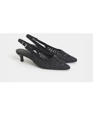 JD Williams Wide Fit Woven Slingback Pointed Heels - White