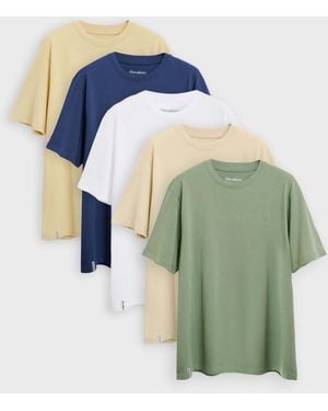 Threadbare Cotton Crew Neck T-Shirts 5 Pack - Blue