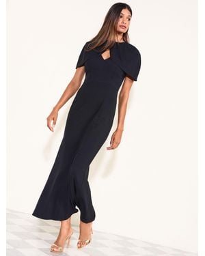 Friends Like These Detachable Cape Midi Dress - Blue