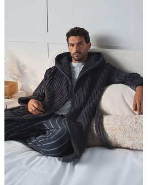 Next Slate Ribbed Dressing Gown - Gray