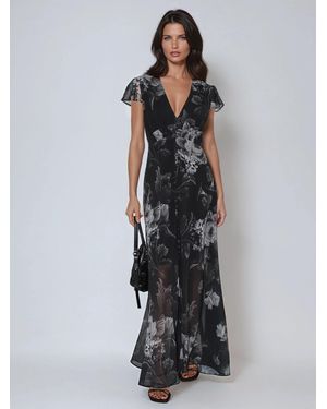 Religion Indium Maxi Tea Dress With Feminine Button Detail - Black