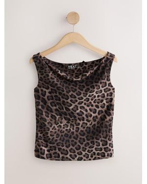 Next Print Boat Neck Vest - Black
