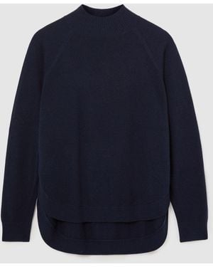 Reiss Wool-Blend Funnel-Neck Jumper With Cashmere - Blue