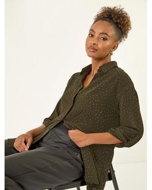 Roman Hotfix Button Through Shirt - Green