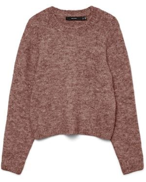 Vero Moda Round Neck Soft Touch Cozy Knitted Sweater - Brown