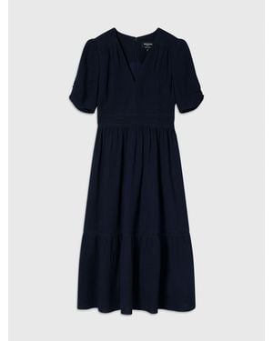 Whistles V-Neck Textured Midi Dress - Blue