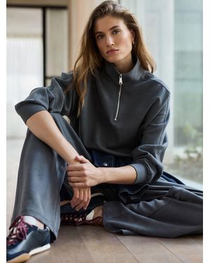 Next Charcoal N. Premium Slinky Quarter Zip Sweatshirt - Gray