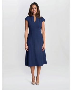 Gina Bacconi Maxene Fit And Flare Midi Dress - Blue