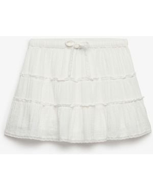 Superdry Cheesecloth Tiered Mini Skirt - White