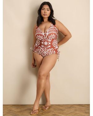 Live Unlimited Terracotta Print Tummy Control Tankini Bottoms - Natural