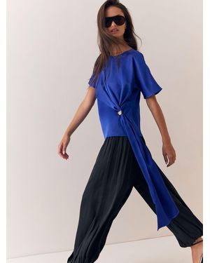 Lipsy Cobalt Satin Draped T-Shirt - Blue