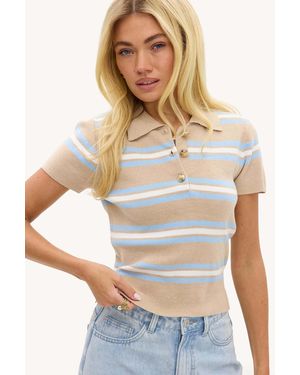 Loavies Inspired By Love Striped Polo Shirt - White