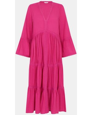 Accessorize Lace Trim Midi Beach Dress - Pink