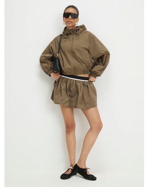 River Island Hooded Nylon Zip Up Jacket - Natural