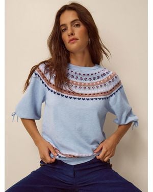 Monsoon Fia Fair Isle Knit Jumper - Blue