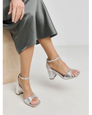 Simply Be Barely There Block Heel Sandals - Gray