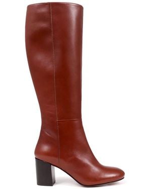 Jones Bootmaker Jones Bootmaker Regular Fit Neptune Medium Calf Fit Long Leather Boots - Red