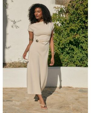 Threadbare Off Shoulder Draped Jersey Maxi Dress - Green