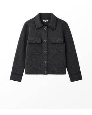 Ro & Zo Knit Jacket With Wool - Blue